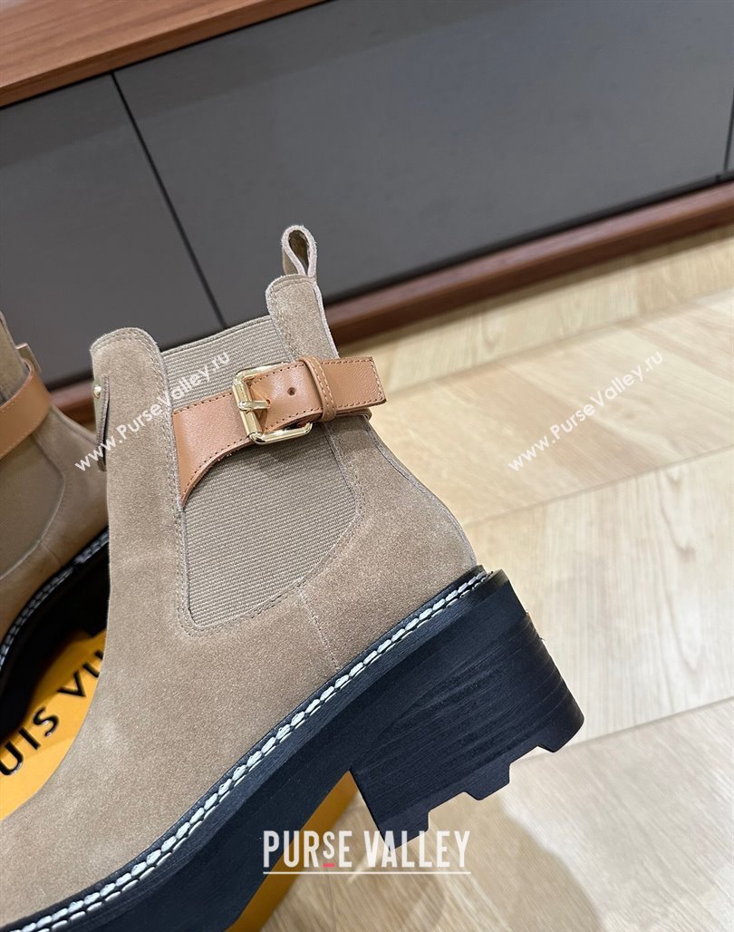 Louis Vuitton LV Beaubourg Ankle Boots in Suede Grey 2024 0226 (KL-240226146)