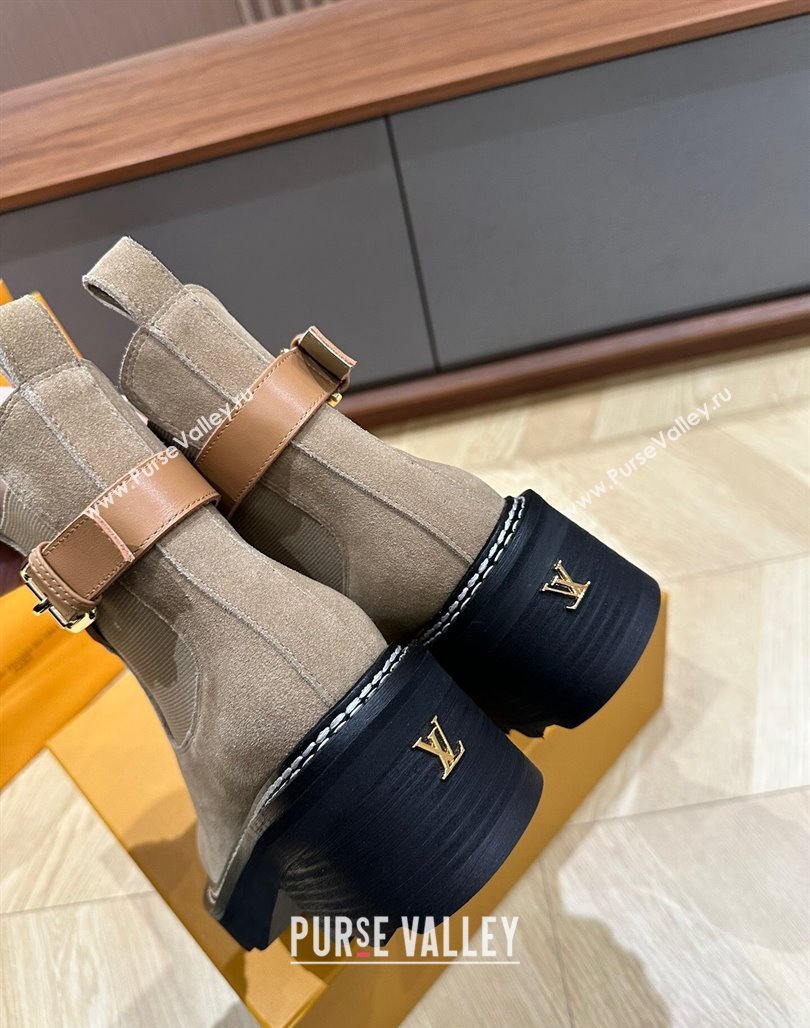 Louis Vuitton LV Beaubourg Ankle Boots in Suede Grey 2024 0226 (KL-240226146)