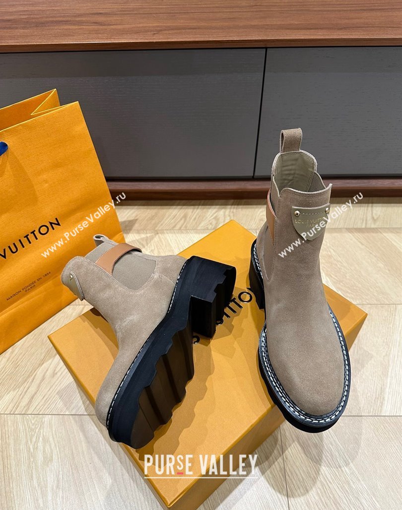 Louis Vuitton LV Beaubourg Ankle Boots in Suede Grey 2024 0226 (KL-240226146)