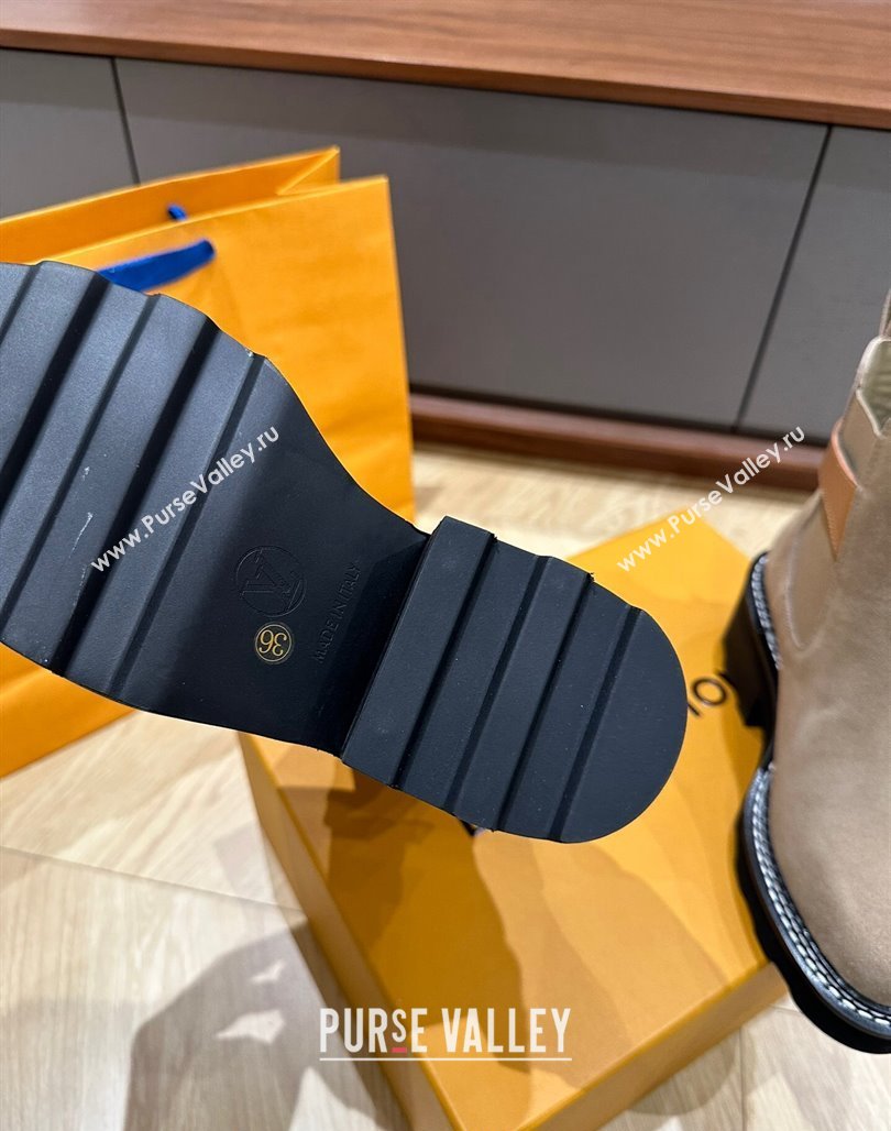 Louis Vuitton LV Beaubourg Ankle Boots in Suede Grey 2024 0226 (KL-240226146)