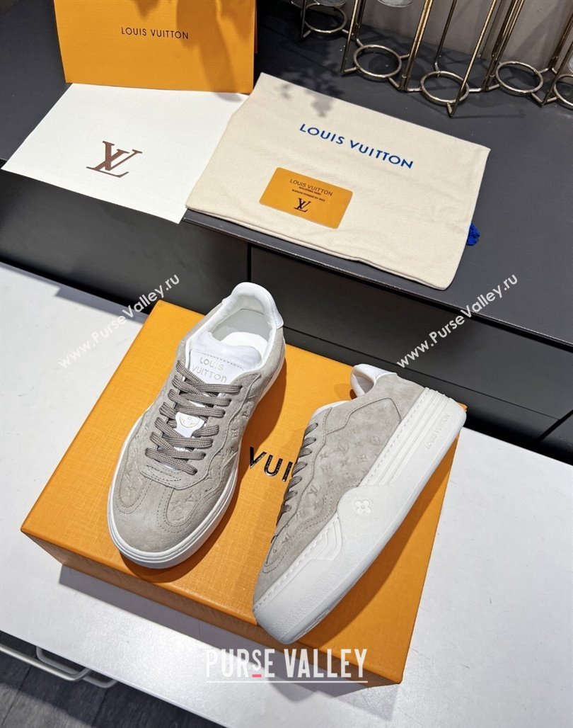 Louis Vuitton V Groovy Platform Sneakers in Monogram Suede Grey 2 2024 (MD-240226116)