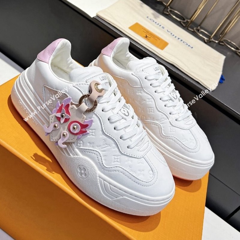 Louis Vuitton V Groovy Platform Sneakers in Monogram Leather with Charm White 2024 (MD-240226118)
