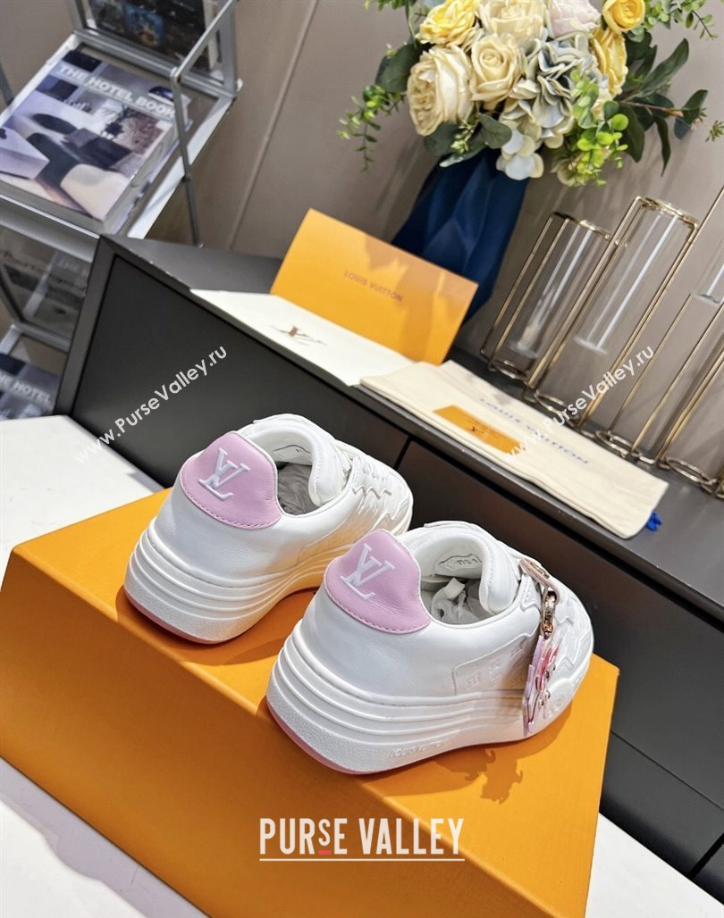 Louis Vuitton V Groovy Platform Sneakers in Monogram Leather with Charm White 2024 (MD-240226118)