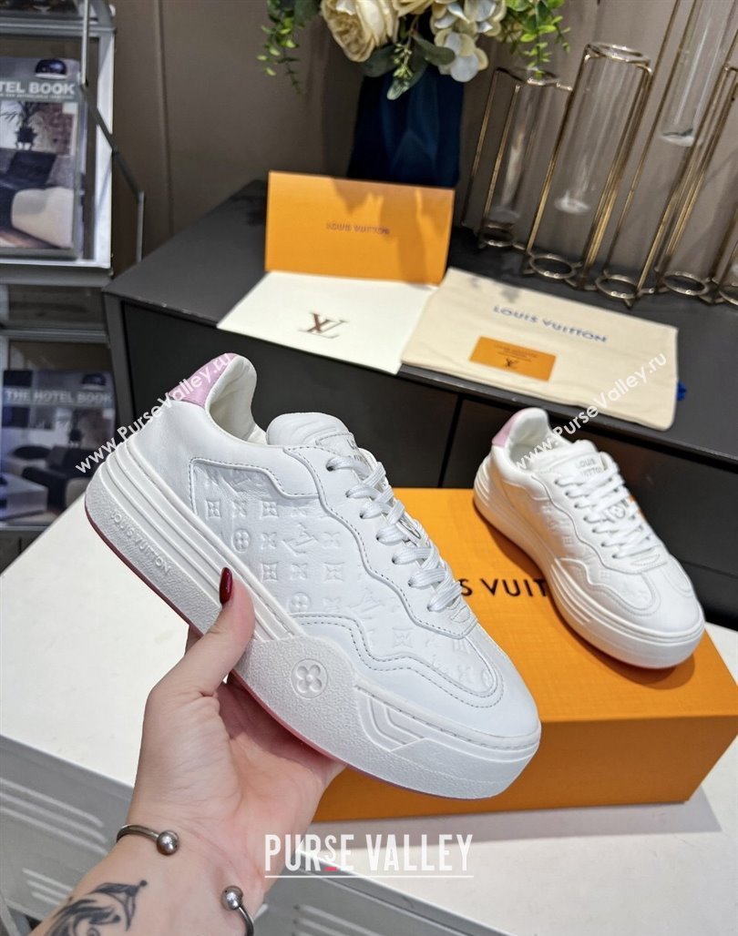 Louis Vuitton V Groovy Platform Sneakers in Monogram Leather with Charm White 2024 (MD-240226118)
