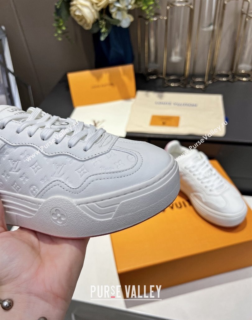 Louis Vuitton V Groovy Platform Sneakers in Monogram Leather with Charm White 2024 (MD-240226118)