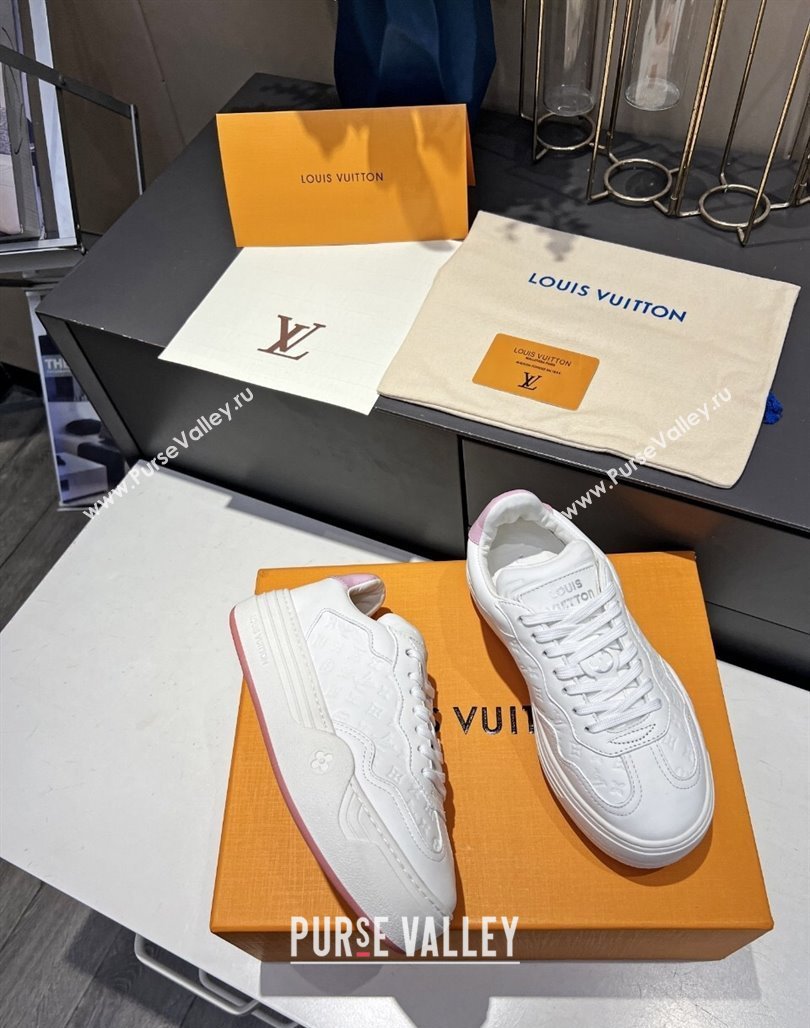 Louis Vuitton V Groovy Platform Sneakers in Monogram Leather with Charm White 2024 (MD-240226118)
