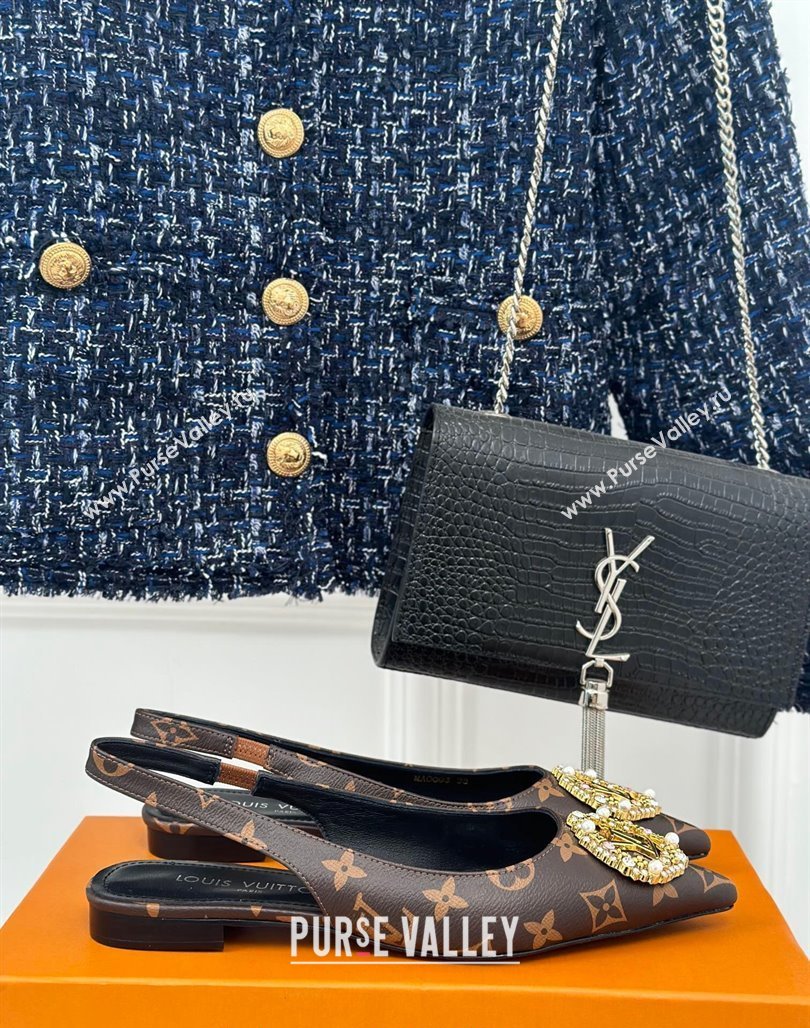 Louis Vuitton Met Slingback Ballerinas Flat in Monogram Canvas 2024 LV Night (MD-240226123)