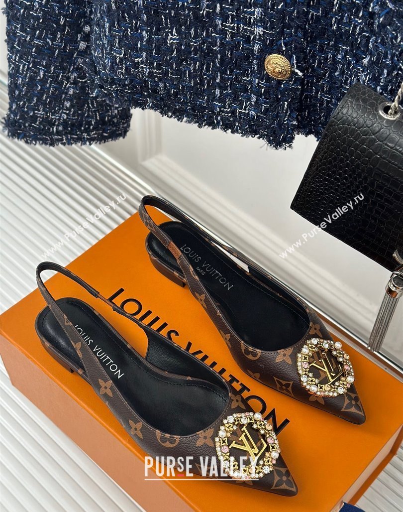 Louis Vuitton Met Slingback Ballerinas Flat in Monogram Canvas 2024 LV Night (MD-240226123)