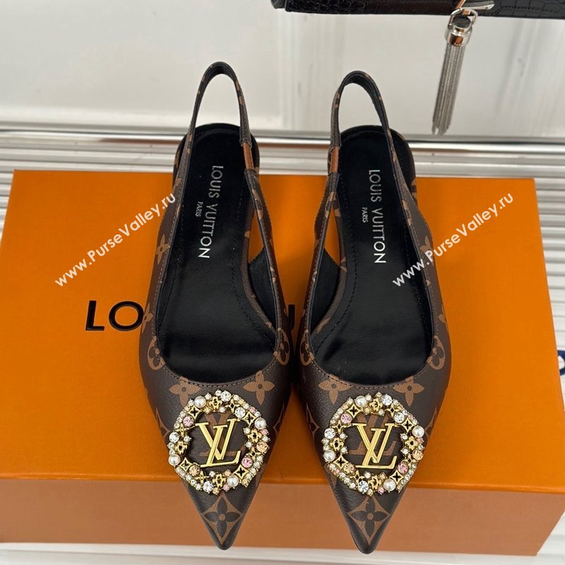 Louis Vuitton Met Slingback Ballerinas Flat in Monogram Canvas 2024 LV Night (MD-240226123)
