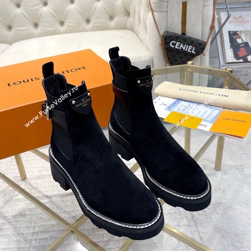 Louis Vuitton LV Beaubourg Ankle Boots in Suede Black 2024 0226 (MD-240226144)