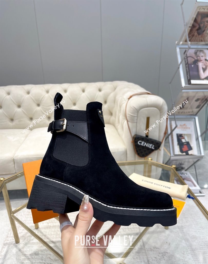Louis Vuitton LV Beaubourg Ankle Boots in Suede Black 2024 0226 (MD-240226144)