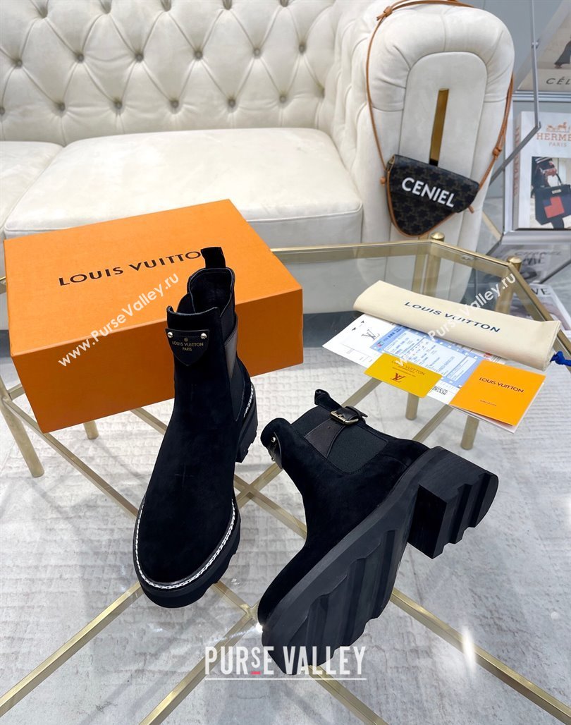 Louis Vuitton LV Beaubourg Ankle Boots in Suede Black 2024 0226 (MD-240226144)