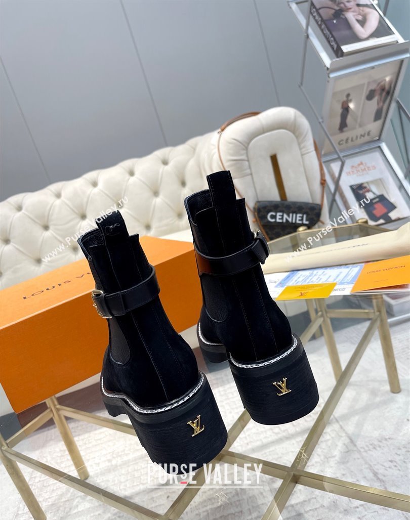 Louis Vuitton LV Beaubourg Ankle Boots in Suede Black 2024 0226 (MD-240226144)