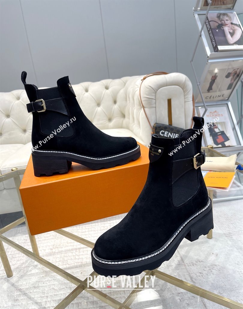 Louis Vuitton LV Beaubourg Ankle Boots in Suede Black 2024 0226 (MD-240226144)