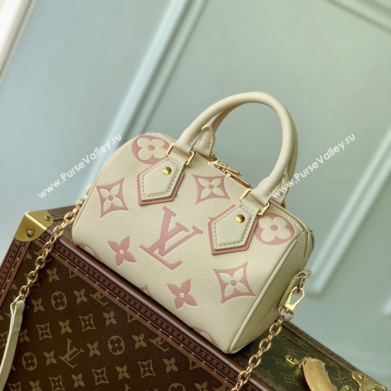 Louis Vuitton Speedy Bandouliere 20 Bag in Bicolor Empreinte Monogram Leather M46397 Beige/Pink 2024 (KI-240311097)