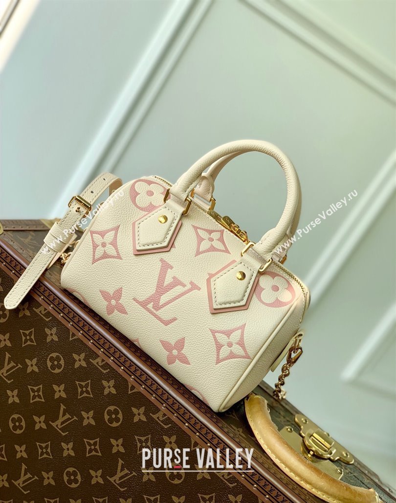 Louis Vuitton Speedy Bandouliere 20 Bag in Bicolor Empreinte Monogram Leather M46397 Beige/Pink 2024 (KI-240311097)