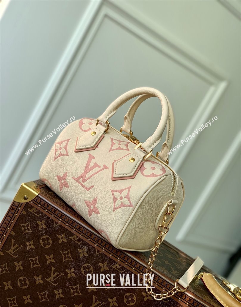 Louis Vuitton Speedy Bandouliere 20 Bag in Bicolor Empreinte Monogram Leather M46397 Beige/Pink 2024 (KI-240311097)