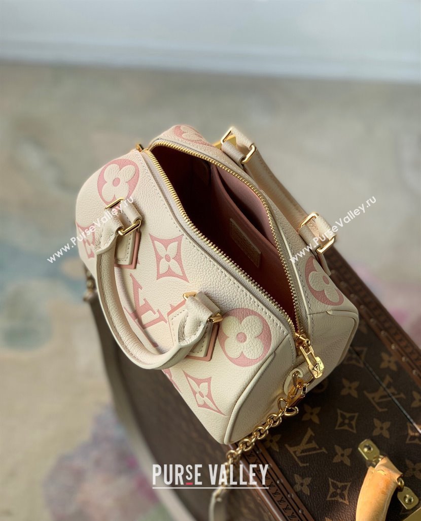 Louis Vuitton Speedy Bandouliere 20 Bag in Bicolor Empreinte Monogram Leather M46397 Beige/Pink 2024 (KI-240311097)