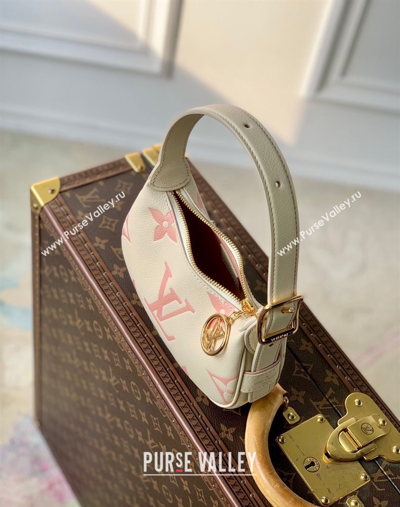 Louis Vuitton Mini Moon Hobo Bag in Oversized Monogram Empreinte Leather M82391 Beige/Pink 2024 (KI-240311098)