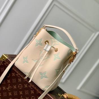 Louis Vuitton NeoNoe BB Bucket Bag in Bicolor Monogram Empreinte Leather M24048 Beige/Green 2024 (KI-240311099)