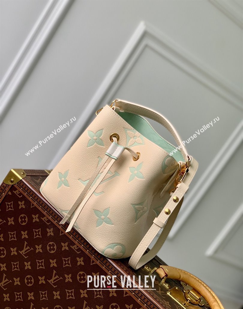Louis Vuitton NeoNoe BB Bucket Bag in Bicolor Monogram Empreinte Leather M24048 Beige/Green 2024 (KI-240311099)