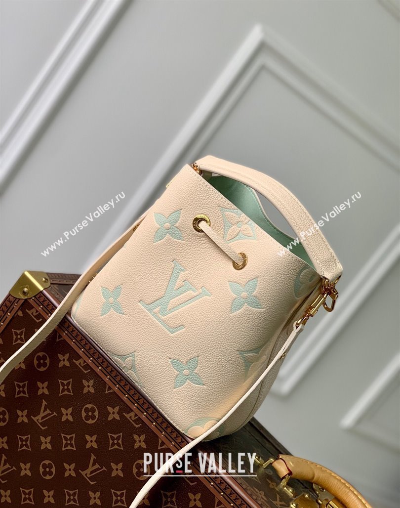Louis Vuitton NeoNoe BB Bucket Bag in Bicolor Monogram Empreinte Leather M24048 Beige/Green 2024 (KI-240311099)