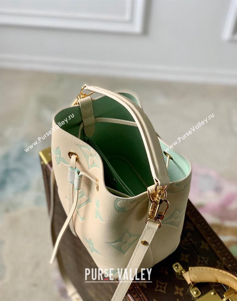 Louis Vuitton NeoNoe BB Bucket Bag in Bicolor Monogram Empreinte Leather M24048 Beige/Green 2024 (KI-240311099)