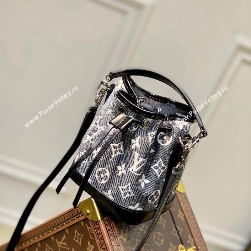 Louis Vuitton Nano Noe Bucket Bag in Black Faded Denim Jacquard M46449 2024 (KI-240311100)