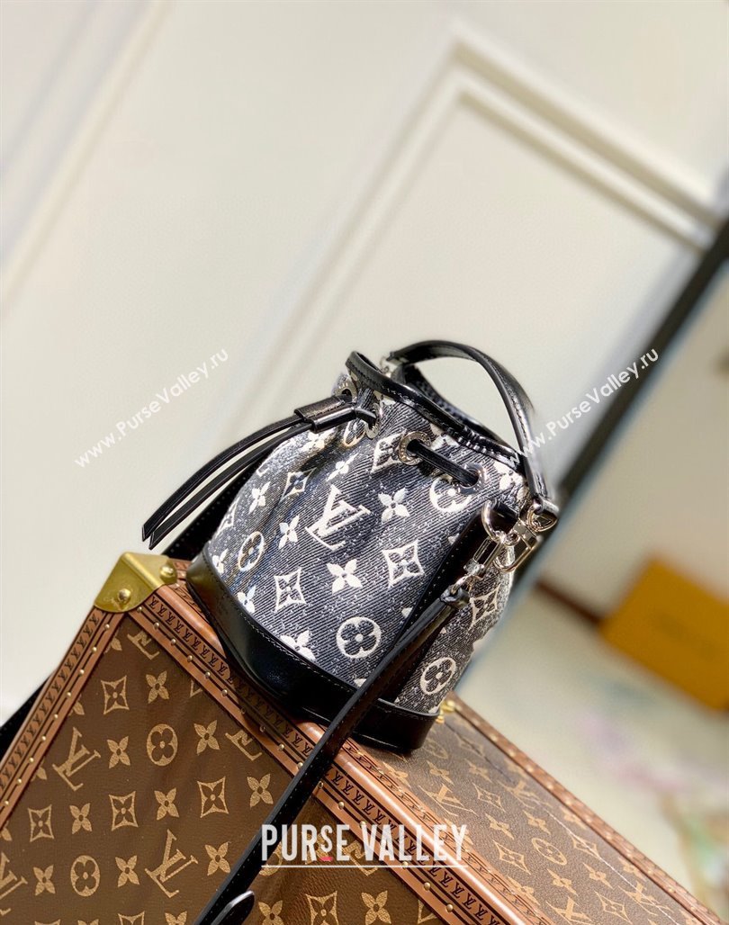 Louis Vuitton Nano Noe Bucket Bag in Black Faded Denim Jacquard M46449 2024 (KI-240311100)