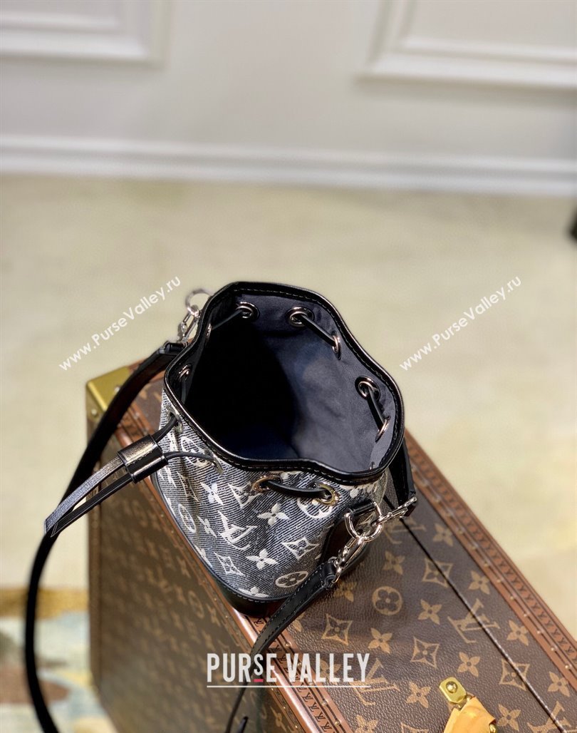 Louis Vuitton Nano Noe Bucket Bag in Black Faded Denim Jacquard M46449 2024 (KI-240311100)