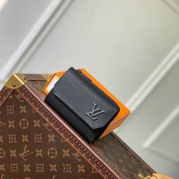 Louis Vuitton Slender Pilot Wallet M81740 in LV Aerogram Leather Black 2024 (KI-240311101)