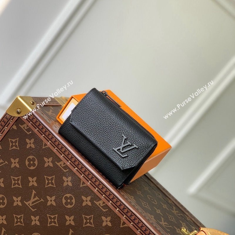 Louis Vuitton Slender Pilot Wallet M81740 in LV Aerogram Leather Black 2024 (KI-240311101)