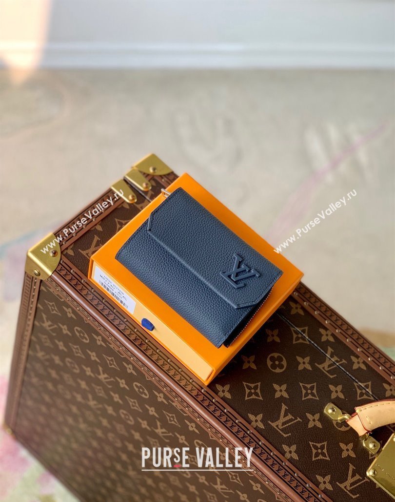 Louis Vuitton Slender Pilot Wallet M81740 in LV Aerogram Leather Dark Blue 2024 (KI-240311102)