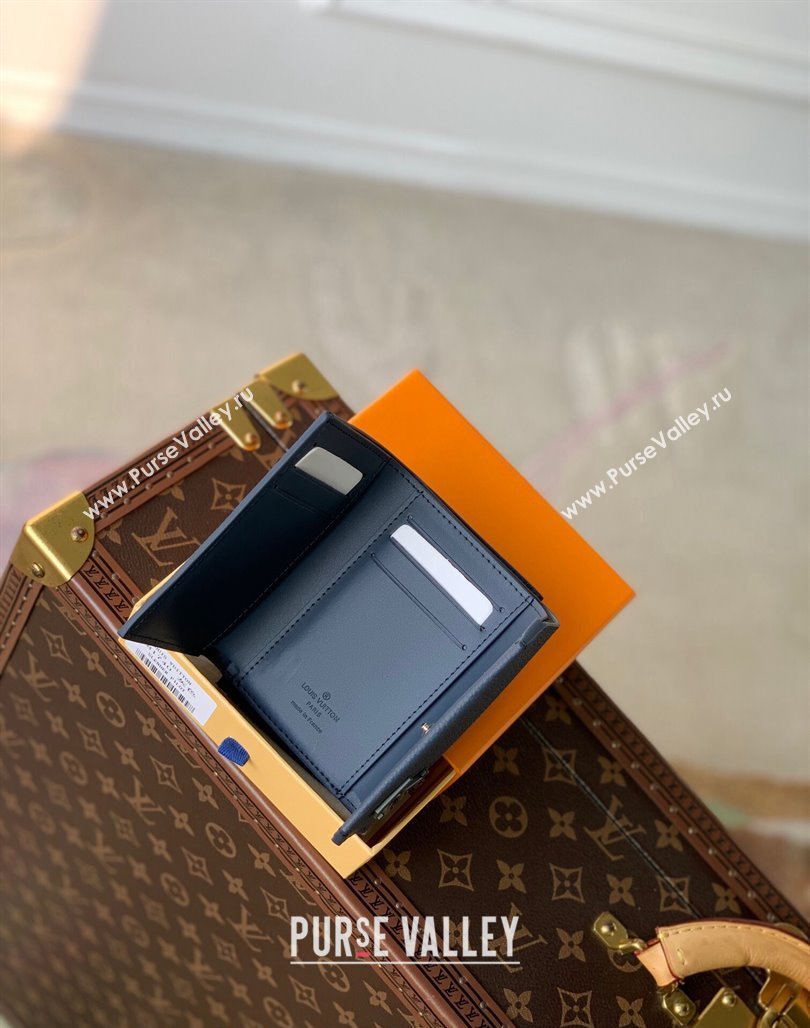 Louis Vuitton Slender Pilot Wallet M81740 in LV Aerogram Leather Dark Blue 2024 (KI-240311102)
