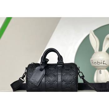 Louis Vuitton Mens Keepall Bandouliere 25 Bag in Monogram Taurillon Leather M20900 Black 2024 (KI-240311116)