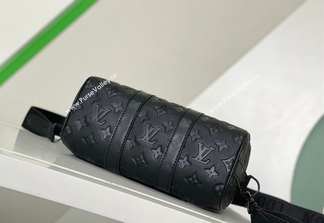 Louis Vuitton Mens Keepall Bandouliere 25 Bag in Monogram Taurillon Leather M20900 Black 2024 (KI-240311116)