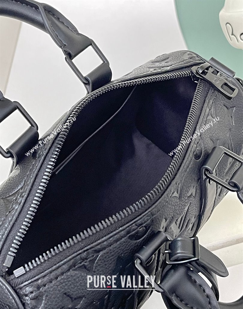 Louis Vuitton Mens Keepall Bandouliere 25 Bag in Monogram Taurillon Leather M20900 Black 2024 (KI-240311116)