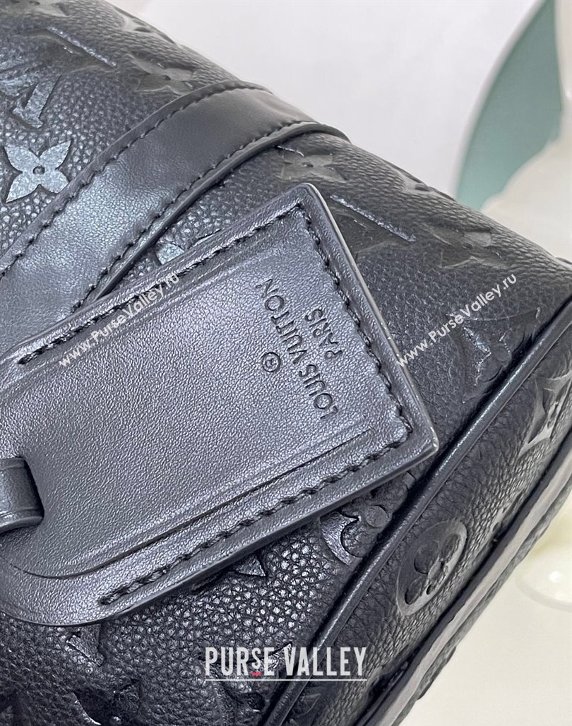 Louis Vuitton Mens Keepall Bandouliere 25 Bag in Monogram Taurillon Leather M20900 Black 2024 (KI-240311116)