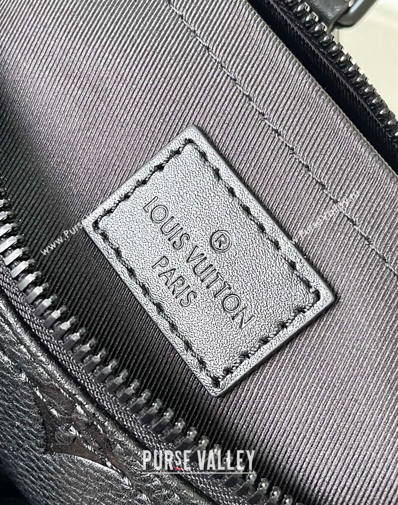 Louis Vuitton Mens Keepall Bandouliere 25 Bag in Monogram Taurillon Leather M20900 Black 2024 (KI-240311116)