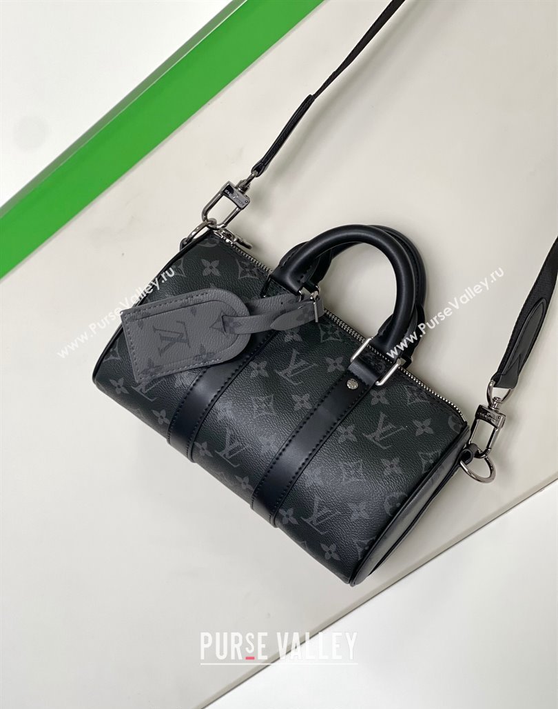 Louis Vuitton Mens Keepall Bandouliere 25 Bag in Monogram Eclipse Reverse Canvas M46271 2024 (KI-240311117)