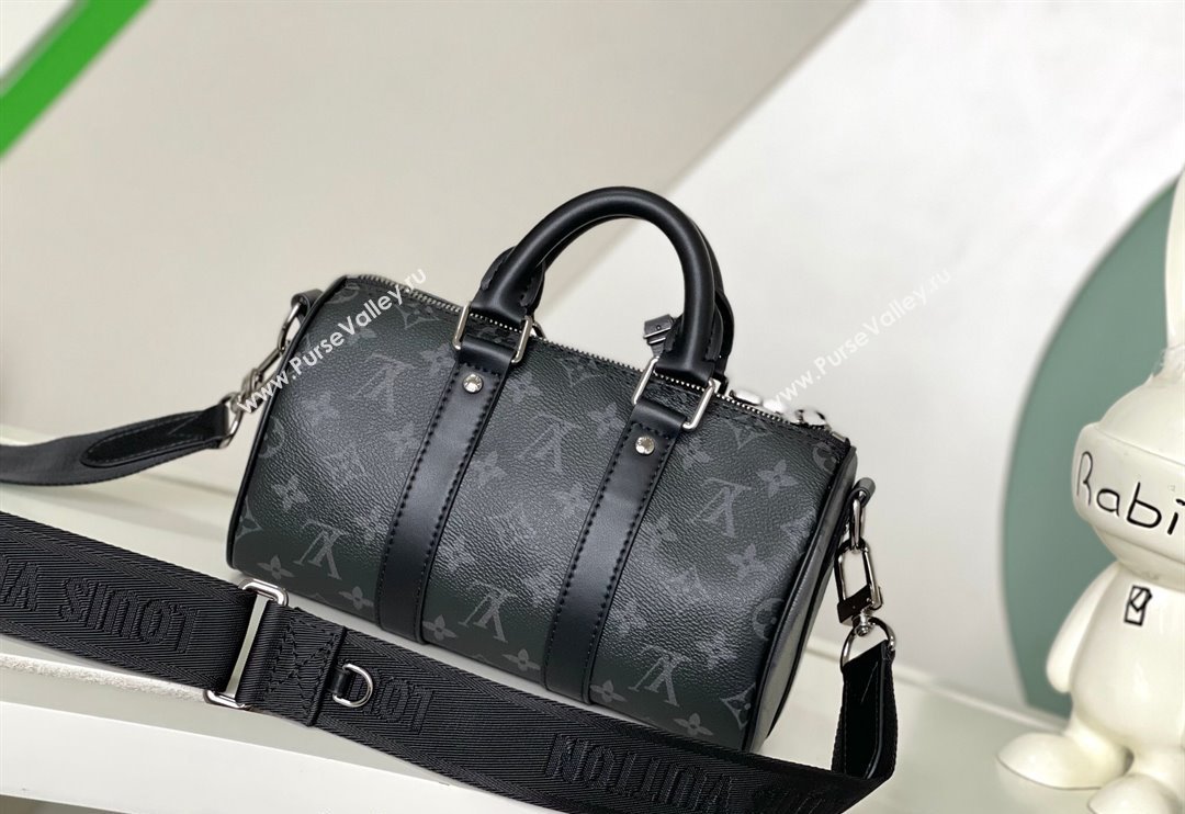 Louis Vuitton Mens Keepall Bandouliere 25 Bag in Monogram Eclipse Reverse Canvas M46271 2024 (KI-240311117)