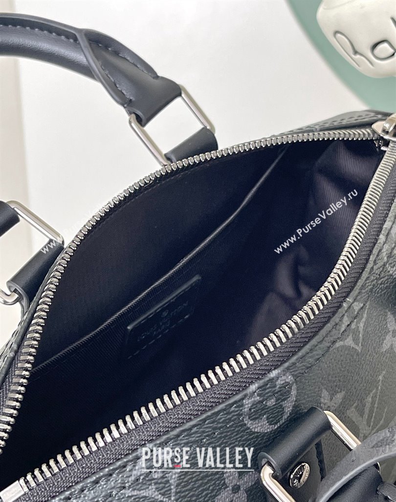 Louis Vuitton Mens Keepall Bandouliere 25 Bag in Monogram Eclipse Reverse Canvas M46271 2024 (KI-240311117)