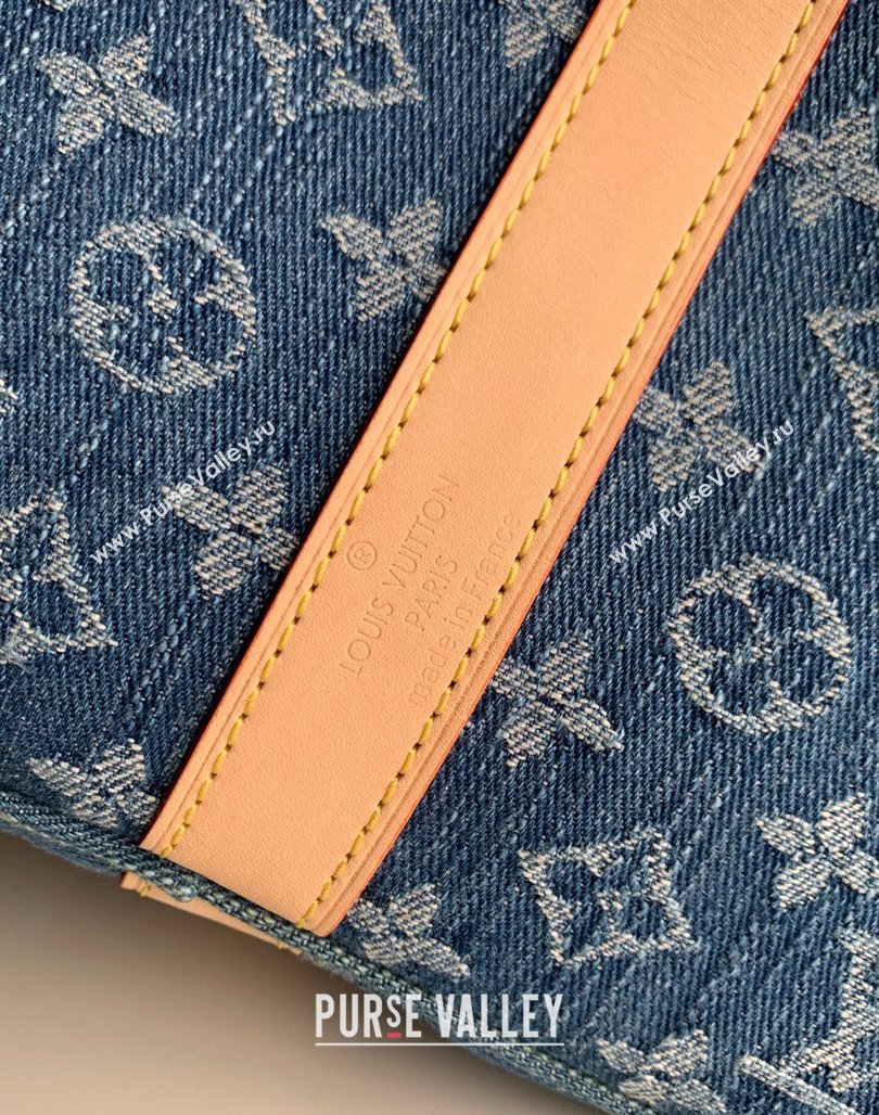 Louis Vuitton Keepall Bandouliere 50 Travel Bag in Blue Monogram Denim M24315 2024 New LV Remix (KI-240311096)