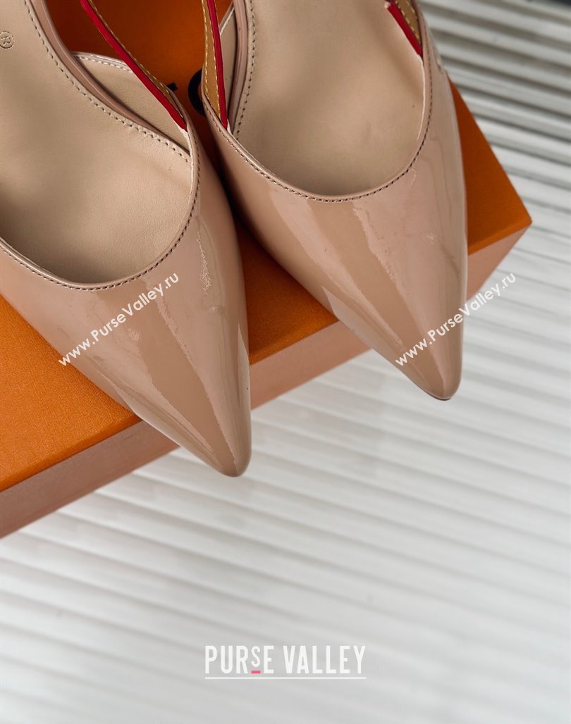 Louis Vuitton Blossom Slingback Pumps 5.5cm in Patent Leather Nude 2024 (MD-240320021)