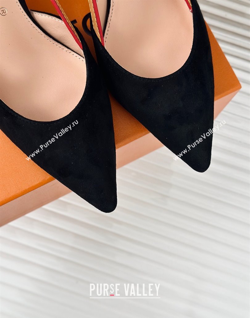 Louis Vuitton Blossom Slingback Pumps 5.5cm in Suede Black 2024 (MD-240320022)