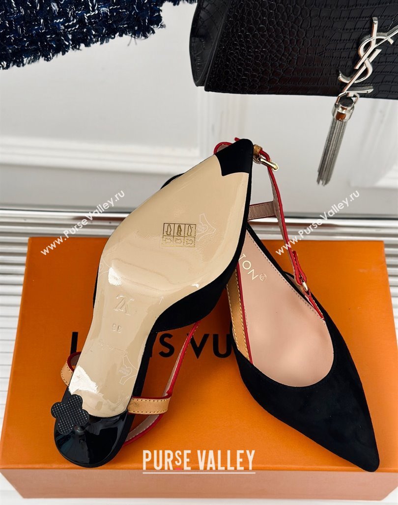 Louis Vuitton Blossom Slingback Pumps 5.5cm in Suede Black 2024 (MD-240320022)