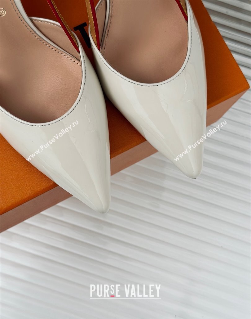 Louis Vuitton Blossom Slingback Pumps 5.5cm in Patent Leather White 2024 (MD-240320025)