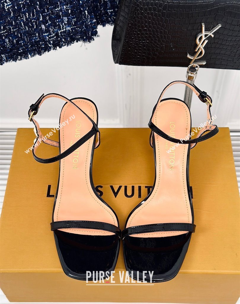 Louis Vuitton Blossom Heel Sandals 7.5cm Patent Leather Black 2024 1AC8BS (MD-240320032)