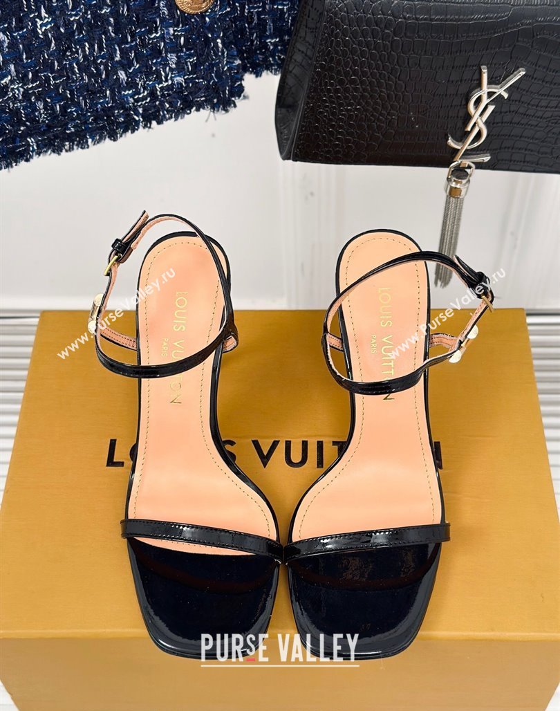 Louis Vuitton Blossom Heel Sandals 9.5cm Patent Leather Black 2024 1AC8BS (MD-240320036)