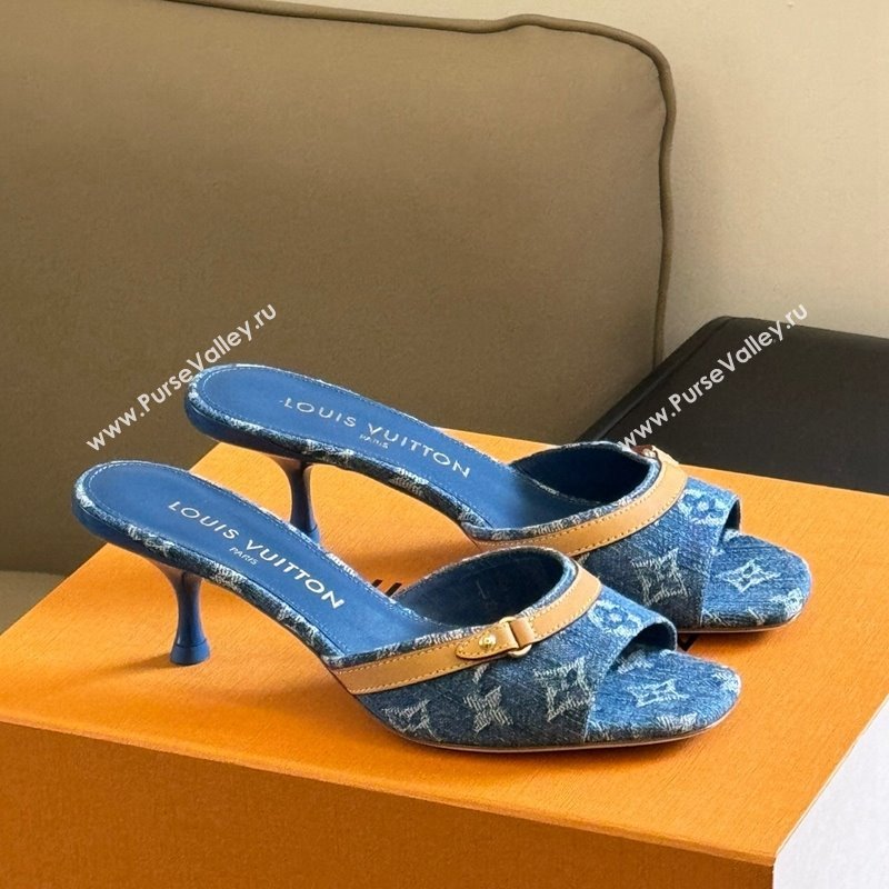 Louis Vuitton Neo Revival Heel Slide Sandals 5.5cm in Blue Monogram Denim 2024 (MD-240320042)